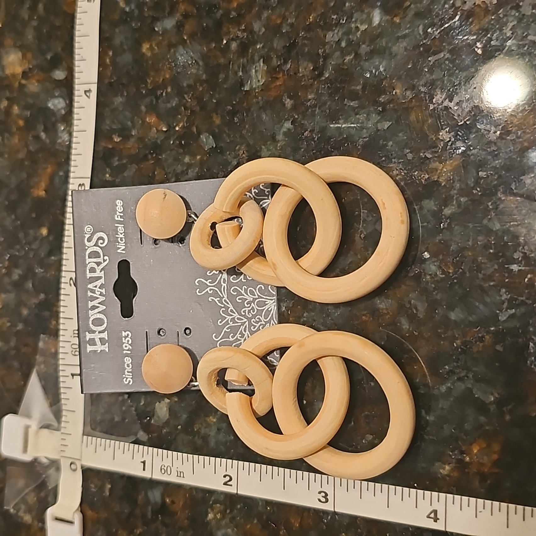 Lightweight Wooden Interlocking Hoop Earrings